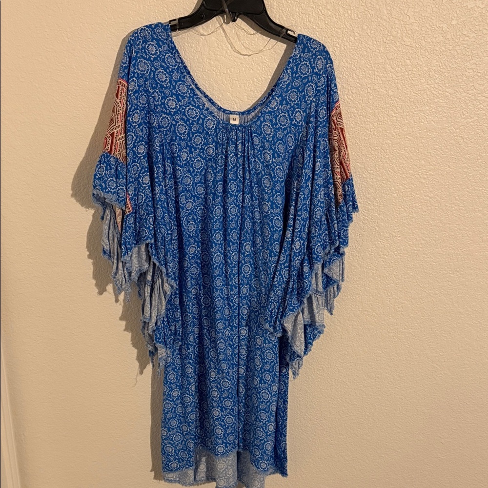 Uncle Frank Blue and Red Patterned Mini Dress